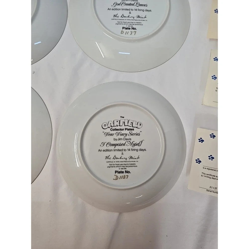 4Vintage Danbury Mint Collector Plates Garfield Cat Jim Davis Comic Strip